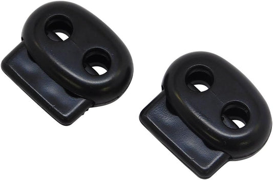 Fms Ravenox Double Hole Pumpkin Cord Lock | Paracord Lock for Rope, String, Twine, Bags, Luggage, Shoelaces, Apparel Use | Cord Lock Plastic Spring Stop Toggle Stoppers (50 Pack) (Black)