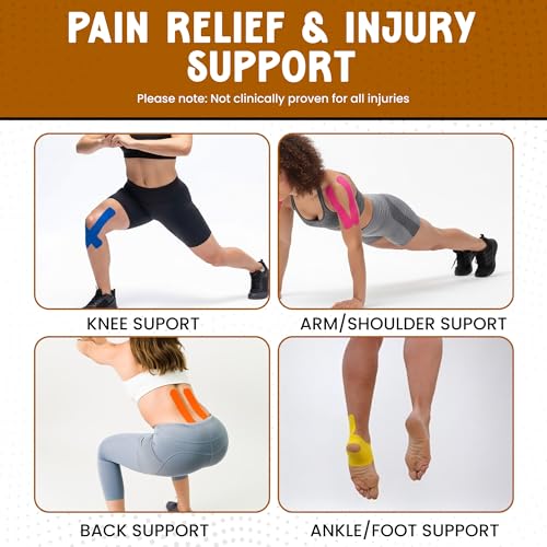 Kinesiology Tape Precut Strips - Assorted 12 Pack for Knee & Body Support