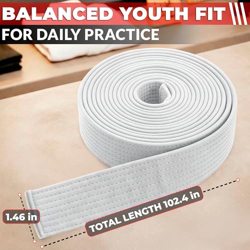 White Karate Belt for Women 86.6 Inch Long Martial Arts Belt Polyester Cotton Blend