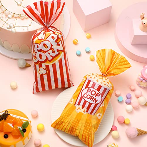 Popcorn Gift Bags 100 Pack with Red & White Stripes and Twist Ties