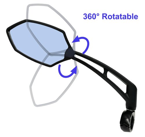 Hafny 2024 New Handlebar Bike Mirror, HD Glass Lens, Adjustable & Rotatable Safe Rearview Bicycle Mirror, Blast-Resistant, HF-M6002-FR051 (Anti-glare Blue Left)