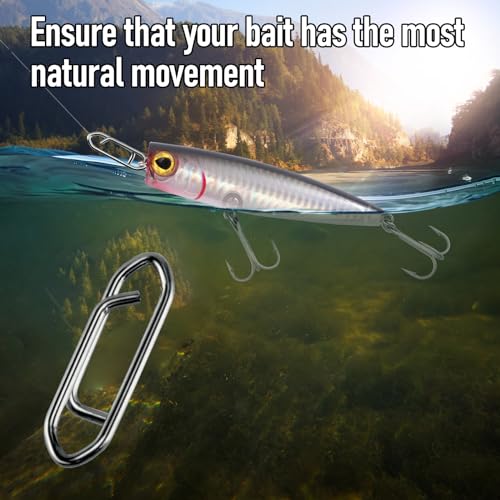 Alwonder 50-Pack Fishing Power Speed Clips, High Strength Stainless Steel Speed Clip for Fishing Lure Quick Change, Freshwater Saltwater Crankbait Popper Lures Quick Snap Connector Tackle