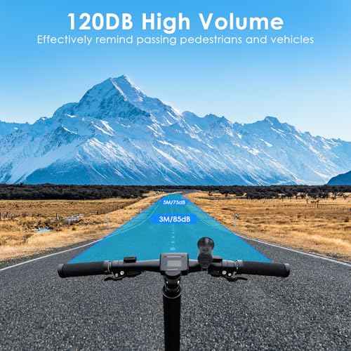 Scooter Horn,120DB Loud Scooter Horn Powered by 3V Celll Battery, Applies to 22.2-32mm Handlebars, Suitable for Scooters and Bikes, Bike Horn for Adults, Scooter Bell, Electric Scooter Accessories