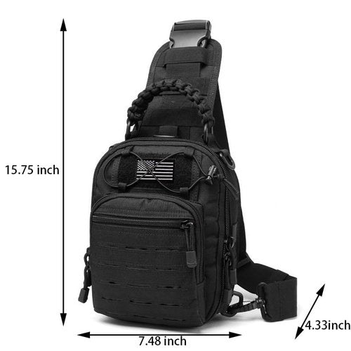 Vincent King Tactical Sling Bag, Tactical Bags for Men, Tool Backpack,Tactical Shoulder Bag,Chest Bag,EDC Pouch with US Patch(black)