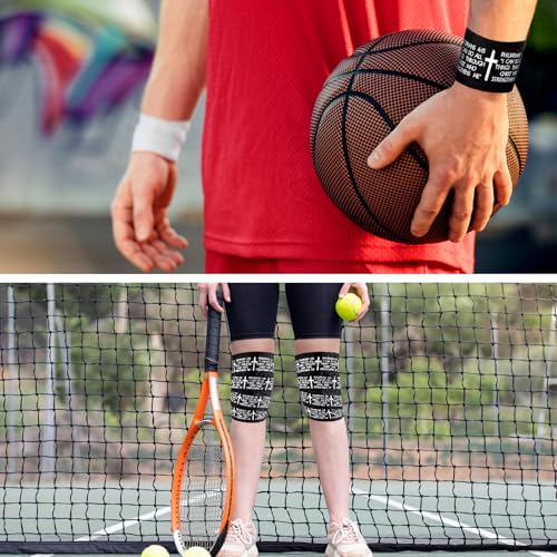 5Pcs Christian Athletic Tapes 2in x 23ft Black Cotton Zinc Oxide Sport Tape Faith Cross Sports Wristbands Religious Bible Verse Wrist Tape for Football Baseball Gymnastic Boxing First Aid Injury Wrap