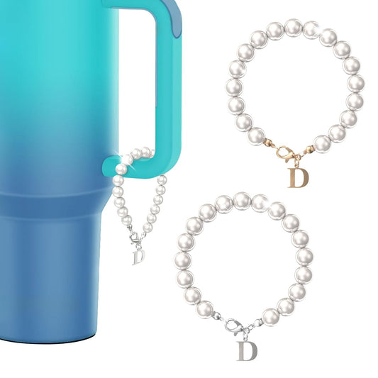 2PCS Stainless Steel Letter Charm Accessories for Stanley Cup, Initial Name ID Personalized Handle Charm for Stanley Tumbler,Yeti, Simple Modern Cups Handle(Letter D)