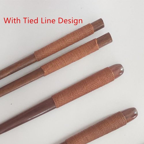 Wooden Cutlery Set Chopsticks Spoon Fork with Tied Line, Bamboo Outdoor Camping Travel Utensils Reusable Tableware Spoon for Eating with Cloth Bag (4 Pack)