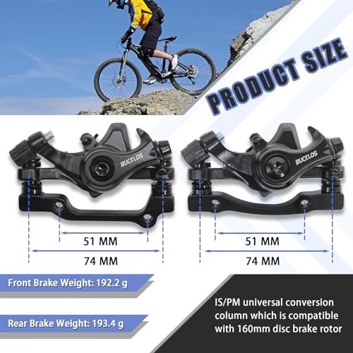 Mountain Bike Disc Brake Kit with Aluminum Alloy Caliper and 160mm Stainless Steel Rotor - Mechanical Caliper Only