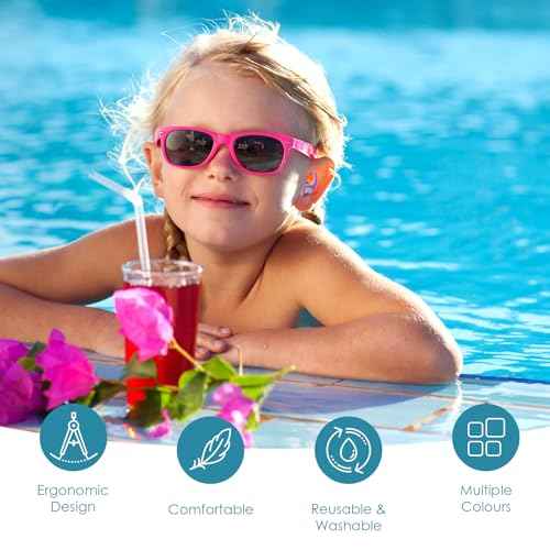 Swimming Ear Plugs for Kids, 3 Pairs Waterproof Reusable Silicone Swim Ear Plugs for Pool Bath Showering Surfing for 4-12 Years Olds Children