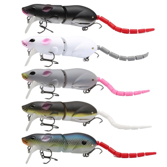Gaderth 5pcs Mouse Fishing Lures with Treble Hooks, Multi Jointed Swimbaits, 15.5g/15.5cm Slow Sinking Minnow Artificial Fake Bait for Freshwater Saltwater Bass 5PCS