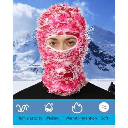 Distressed Balaclava Ski Masks for Men/Women, Shiesty Mask Neck Warmer Full Face Balaclava Face Mask for Cold Weather