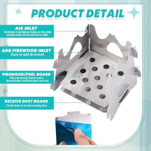 Blulu 2 Pcs Foldable Stove Portable Camping Stove for Outdoor Cooking, Lightweight Easy to Assemble Stove for Camping Backpacking Hunting Hiking Picnic, 2.9 x 2.4 x 3.1 Inches