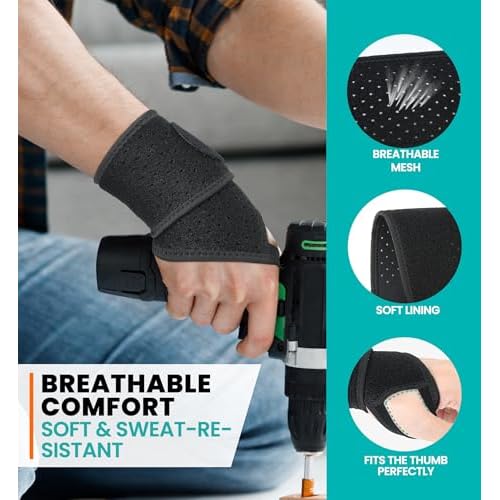 HiRui Wrist Wraps 2-Pack, Adjustable Breathable Wrist Support Brace for Men & Women ? Pain Relief for Carpal Tunnel Syndrome, Tendonitis, Arthritis, Sports, Workouts ? Fits Left & Right Hand (Black)