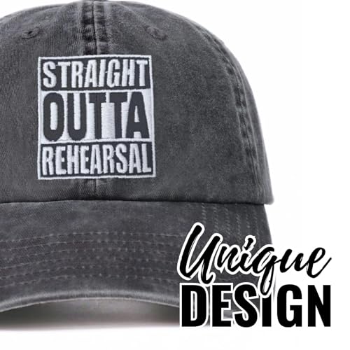 InnoBeta Actors Gifts Cap, Funny Adjustable Embroidered Hat Gifts for Theater Actress on Birthday, Christmas, Straight Outta Rehearsal Grey