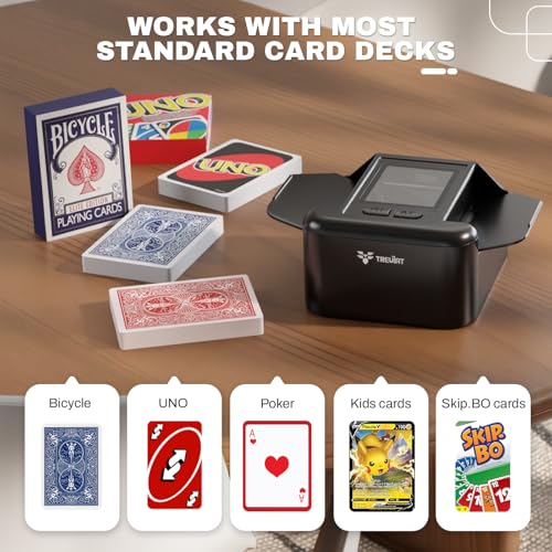 Automatic Card Shuffler for 1-2 Decks USB-C Rechargeable Black