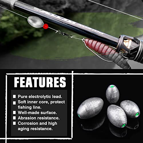 Egg Lead Fishing Weights Kit - 15 Size 5.3oz. 3 pcs Saltwater & Freshwater Sinkers