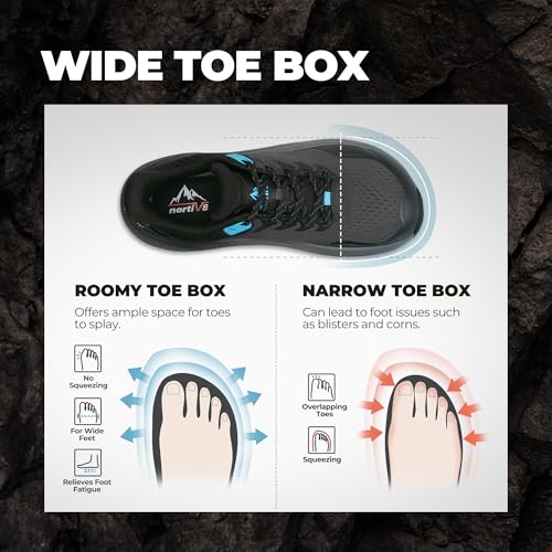 NORTIV 8 Men's Wide Toe Box Trail Running Shoes Cushion Walking Barefoot Tennis Workout Gym Cross Training Shoe Fashion Sneakers Whitney