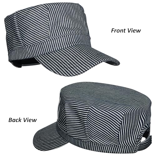 Blue and White Railroad Engineer Hat Train Conductor Adult Hat