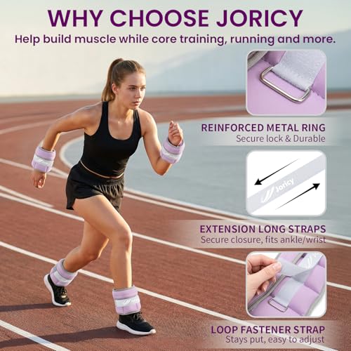 Purple 5lb Ankle Weights for Men Women - Adjustable Fitness Resistance Bands