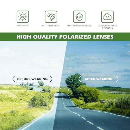 Fanshen Polarized Sunglasses for Men Women, Wrap Around Sunglasses for Mens Womens Cycling Fishing Running UV Protection