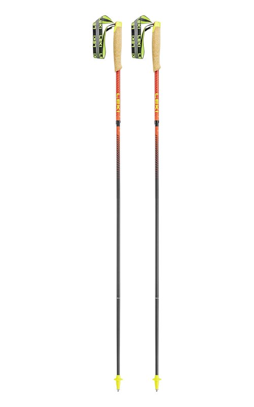 LEKI Neotrail Pro FX.One Superlite Carbon Collapsible Lightweight Trekking Poles for Hiking & Trail Running - Naturalcarbon-Brightred-Rubyred - 115 cm