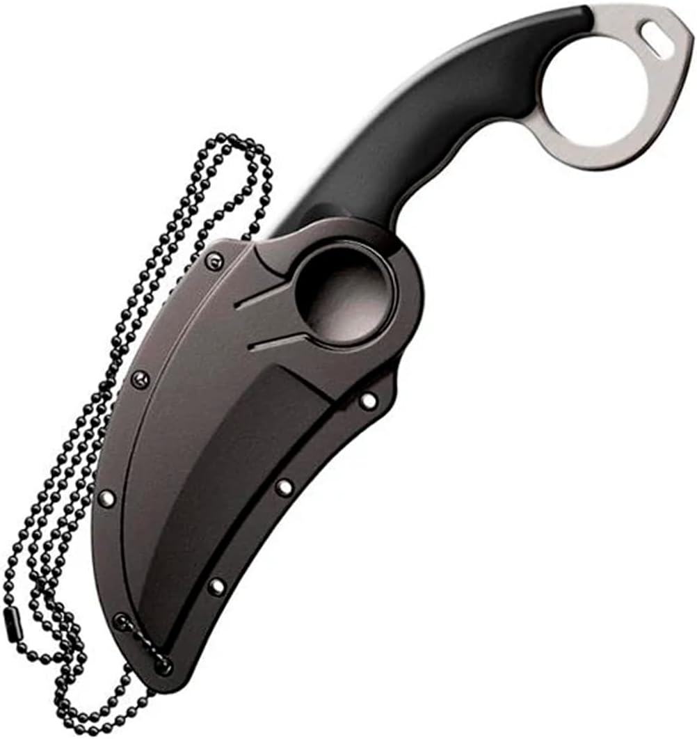 Cold Steel Double Agent Durable Lightweight Japanese AUS8A Steel Karambit Shape 3" Fixed Blade Tactical Outdoor Hunting Knife, Kray-Ex Handle, Secure-Ex Sheath