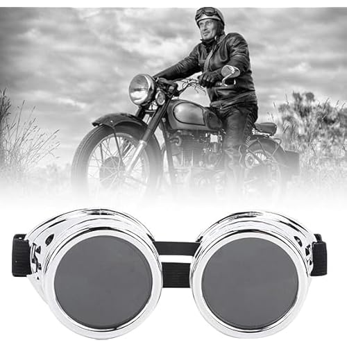 Halloween Yellow Beanie with Vintage Steampunk Goggles Knit Yellow Hat Punk Sunglasses Cosplay Set for Women Men