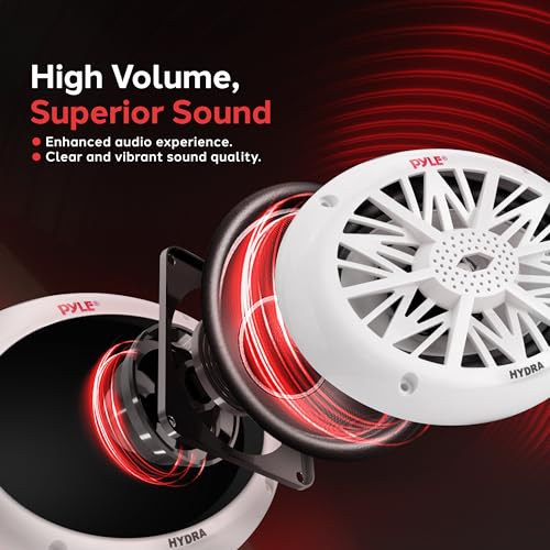 Pyle 6x9 Inch Dual Marine Speakers - 2 Way Waterproof and Weather Resistant Outdoor Audio Stereo Sound System with 260 Watt Power, Poly Carbon Cone and Cloth Surround - 1 Pair - PLMR692