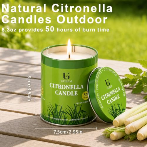 Outdoor Citronella Candles 9oz Pack of 2 for Patio & Camping - Herbal Scented
