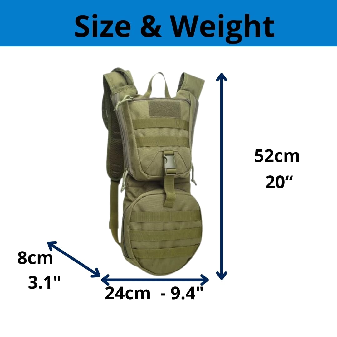 GETORIUM Tactical Hydration Backpack with 3L TPU Water Military Backpack Men Women for Extended Outdoor Adventures Hiking, Cycling, Running Climbing, Hunting, Biking (ACU Grey, 3L)