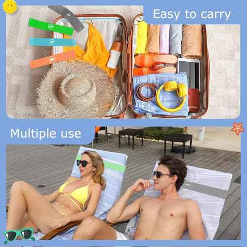 Towel Bands (6 Pack) - Stretch Beach Towel Clips for Beach Cruise Pool Chairs, Lounge Towel Holder Elastic, Cruise Ship Essentials (Green & Orange & Gray)