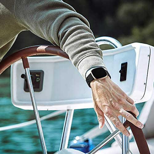 Maledan Breathable Waterproof Sport Band for Fitbit Versa 4 & Sense 2 - Black, Navy Blue, Space Gray, Army Green, Large