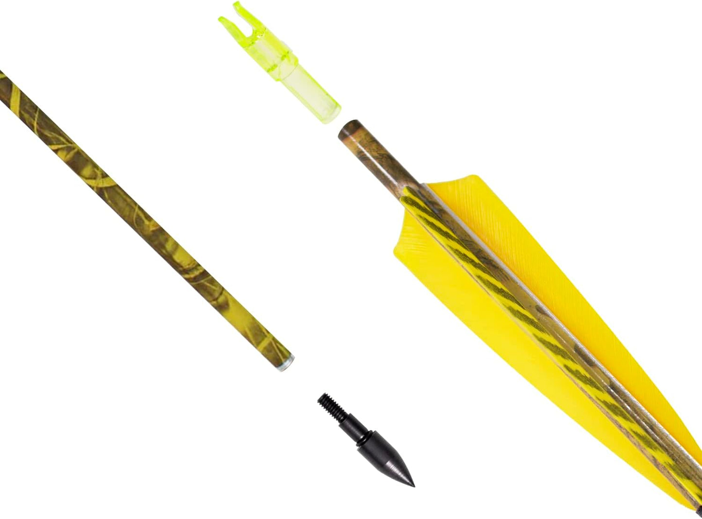 31Inch Carbon Arrow, Practice Hunting Arrows, Camo Turkey Feather Fletching, Arrows for Compound & Recurve Bow with Removable Tips Adjustable Nocks