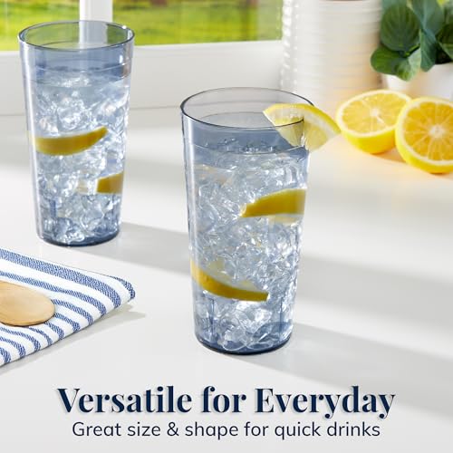Reusable Plastic Tumblers Set of 16 - 20 oz Grey Stackable Water Cups