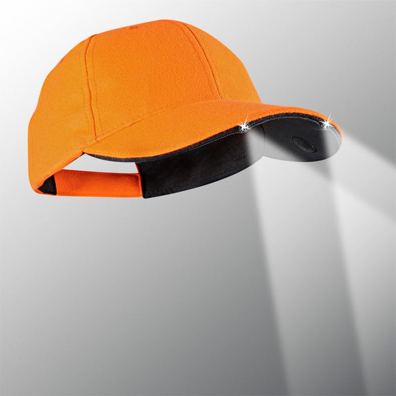 Ultra-Bright LED Lighted Hat with Orange Blaze Color - Hands-Free Cap for Outdoors