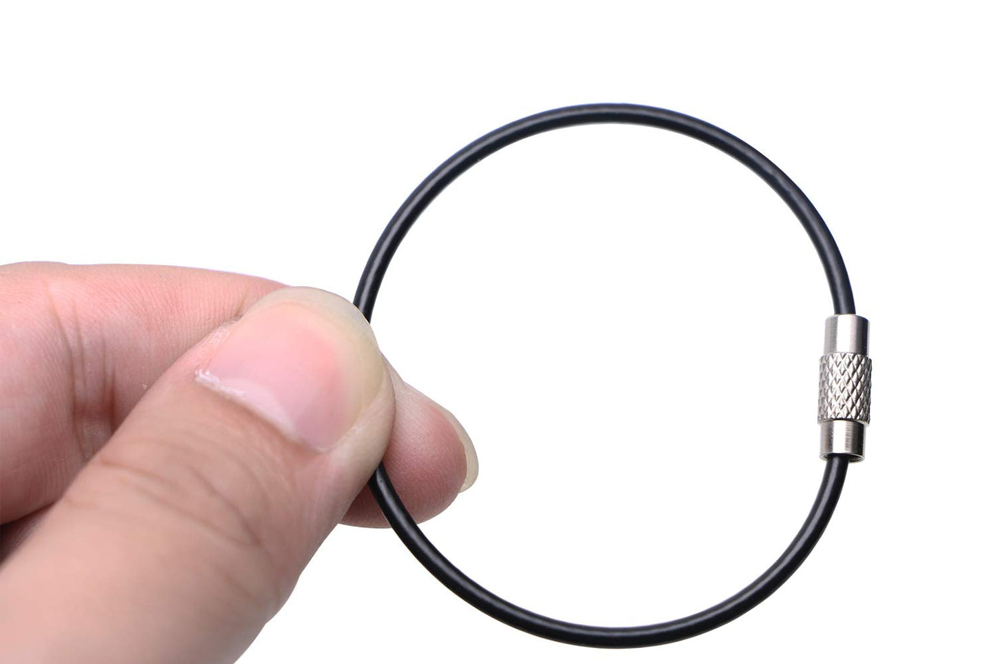 Mini Skater Stainless Steel Wire Cable Key Chain Key Ring Easy to Lock(Black)