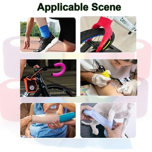 24 Pack Self Adhesive Bandage Wrap 2 Inch x 5 Yards Non-Woven Bandage,Vet Wrap Breathable Elastic Self-Adherent Tape for Stretch Athletic, Sports, Wrist, Ankle (Pets Too)(Mix)