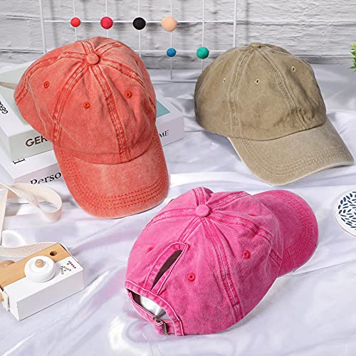 Women’s Satin Ponytail Baseball Cap - Washed Adjustable Twill Hat