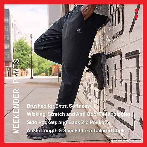 Champion Men's Pants, Weekender, Moisture Wicking Athletic Pants For Men, Anti Odor Pants, 29