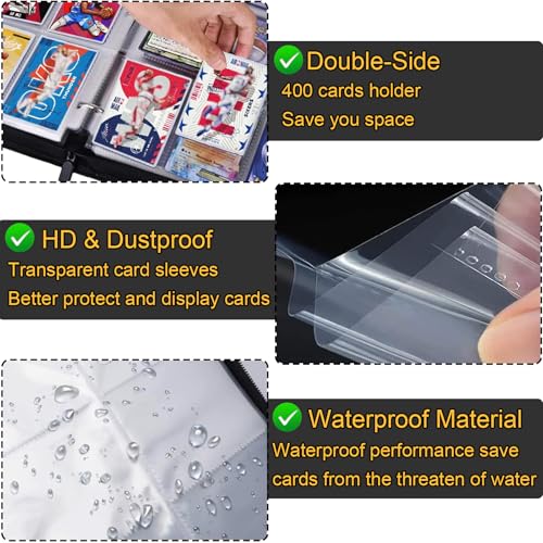 Small 4 Pocket Trading Card Binder with Removable Sleeves - Protect and Display Cards
