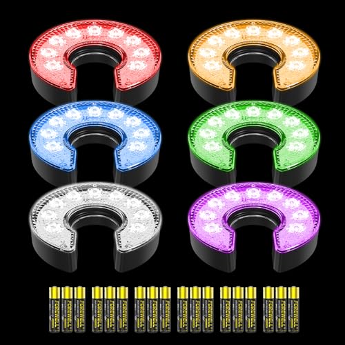 KINGTOP Battery-Operated RGB LED Golf Hole Lights C-Shape 6 Pack - Night Golf