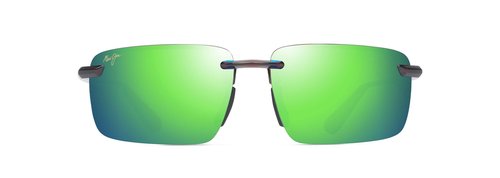 Maui Jim Laulima AF Rectangle Sunglasses, Shiny Trans Brown/Mauigreen Polarized, Extra Large