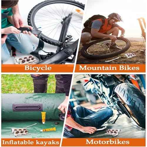 LECHI Bike Tire Repair Kit with Vulcanizing Patches,Stainless Steel Levers,Valve core Wrench for Motorcycle BMX Cycling MTB Road Mountain Bicycle(40 PCS)