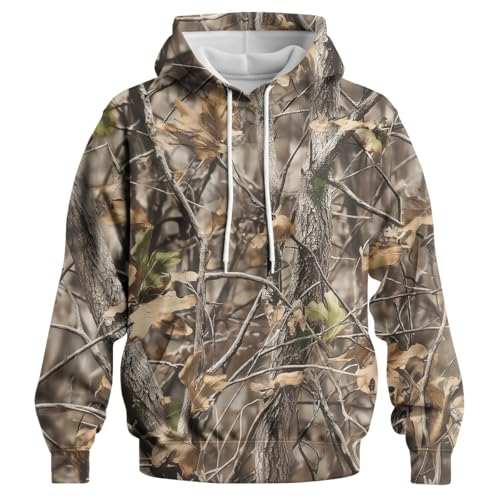 Men's Multicolor Camo Hoodie Sweatshirt Long Sleeve Hunting and Fishing Clothes XL