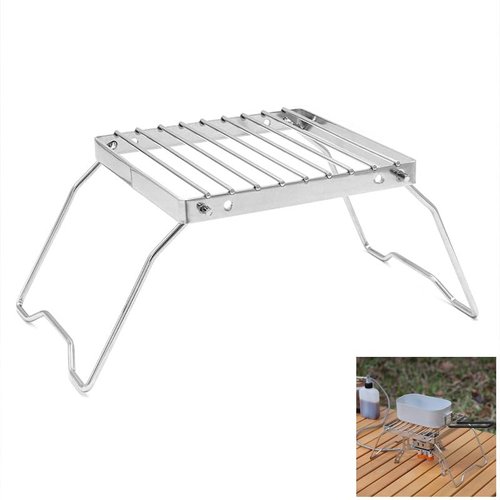 SquEqu Folding Campfire Grill Portable Mini Grate Camping Cookware Pots Stand Bracket for Windproof Camp Gas Stove Camping Fire Split Solid Fuel Alcohol Spirit Burner Outdoor Backpacking Hiking Picnic