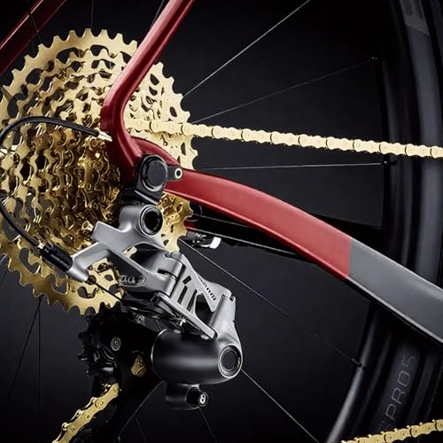 6/7/8/9/10/11/12 Speed Bike Chain ? High-Strength, Durable & Smooth-Shifting for Road/Mountain Bikes (Gold-9-Speed)