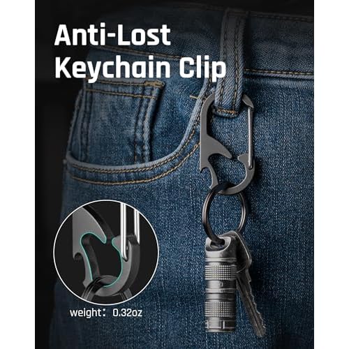 TISUR Titanium Carabiner Keychain Clip, Anti-Lost Key Ring Holder, Self-Locking Metal Gate Clip Key Chain Bottle Opener for Men Women