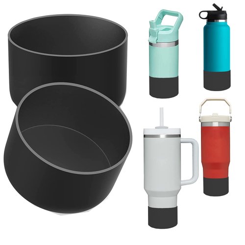 Protective Silicone Boot for 12oz - 24 oz Hydroflask Water Bottles Tumbler Anti-Slip Bottom Sleeve Cover Bumper Cup Bottom Sleeve - Stanley Cup Accessories,Black