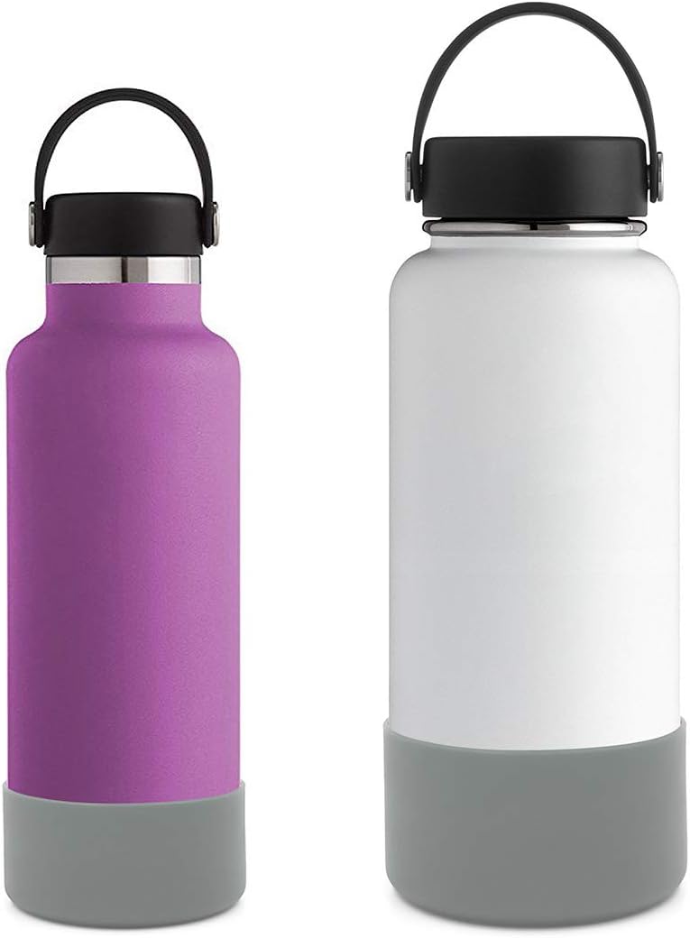 Flaskars Protective Silicone Boot for 12oz - 40 oz Hydroflask Water Bottles Anti-Slip Bottom Stanley Sleeve Cover Bumper (Black, Fits Hydroflask 32 and 40 OZ)
