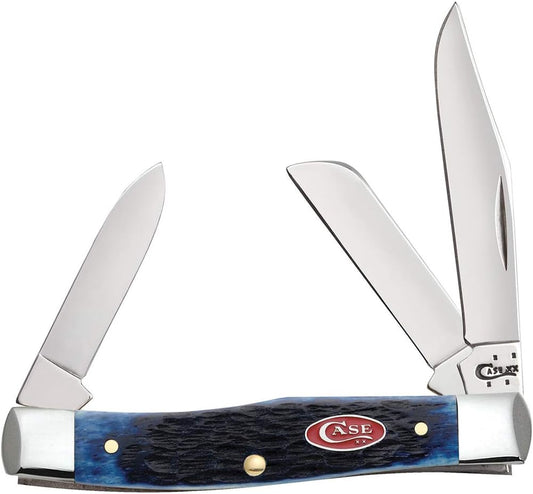 Case WR XX Pocket Knife Navy Blue Jigged Bone Medium Stockman Item #7049 - (63032 SS) - Length Closed: 3 5/8 Inches